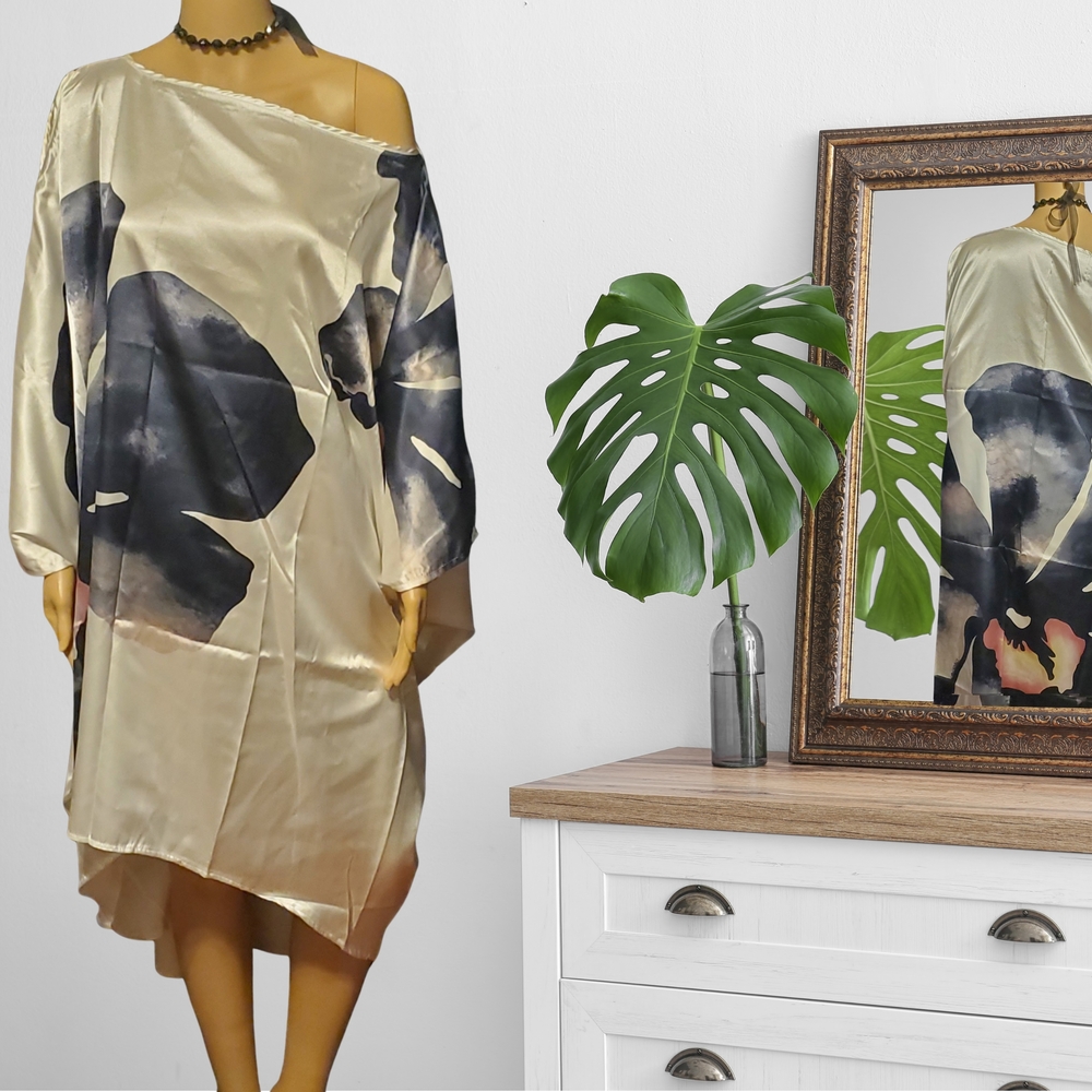 Flower Irregular Boho Print Loose Dress (One Size)